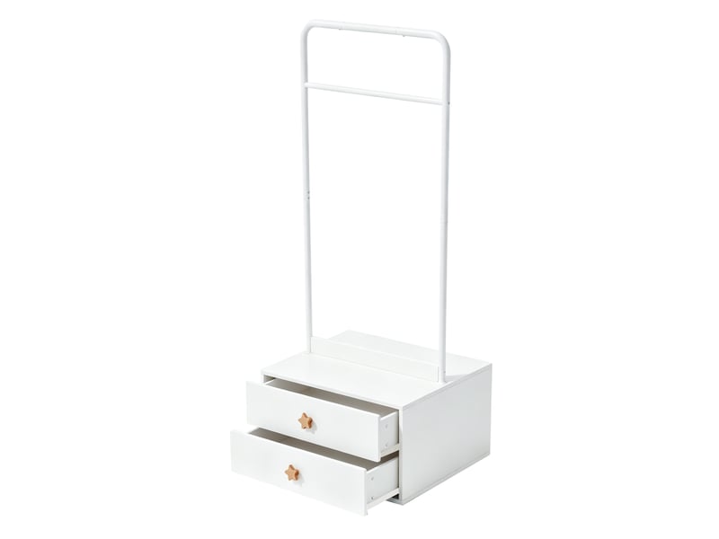  Portant à vêtements enfant tcqpz 70 x 55 x 168 cm avec tringle et 2 tiroirs blanc  - Conforama A