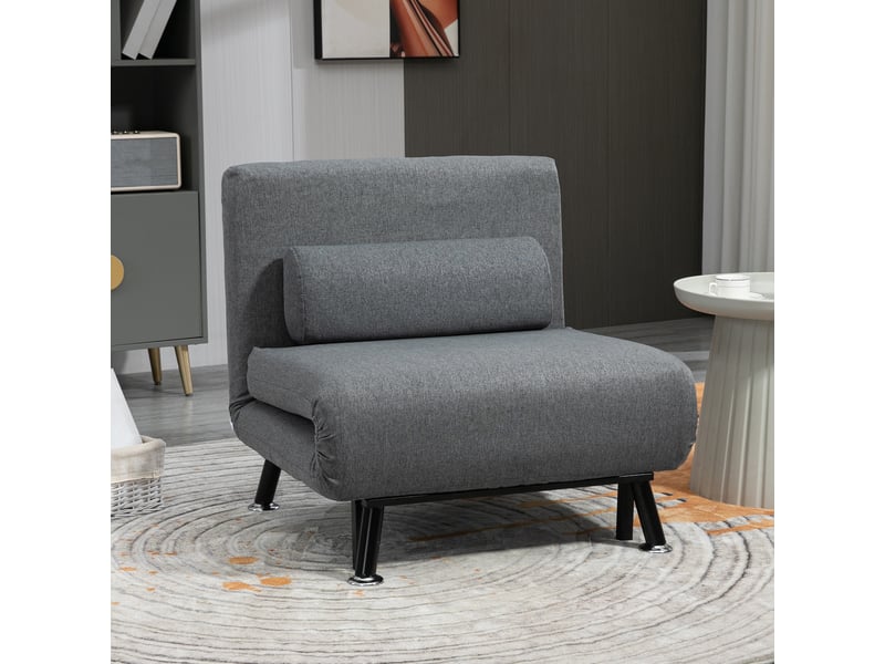 Fauteuil-lit pliant homcom - fonction lit, dossier réglable, gris foncé, design contemporain - Conforama E