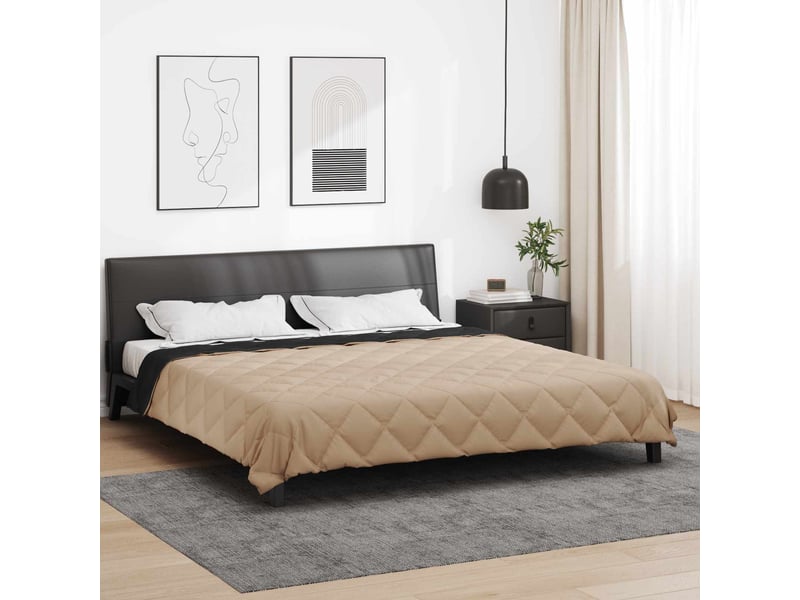  Duvet - couette d'été simple 220 x 200 cm été 200 gsm noir et taupe  - Conforama D