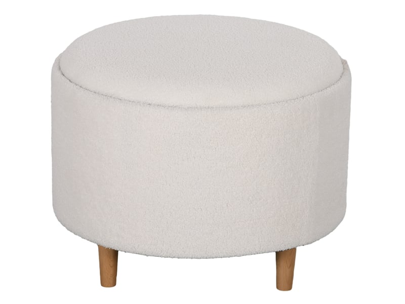  Pouf rond 56x42 cm avec rangement et couvercle rabattable, blanc  - Conforama A