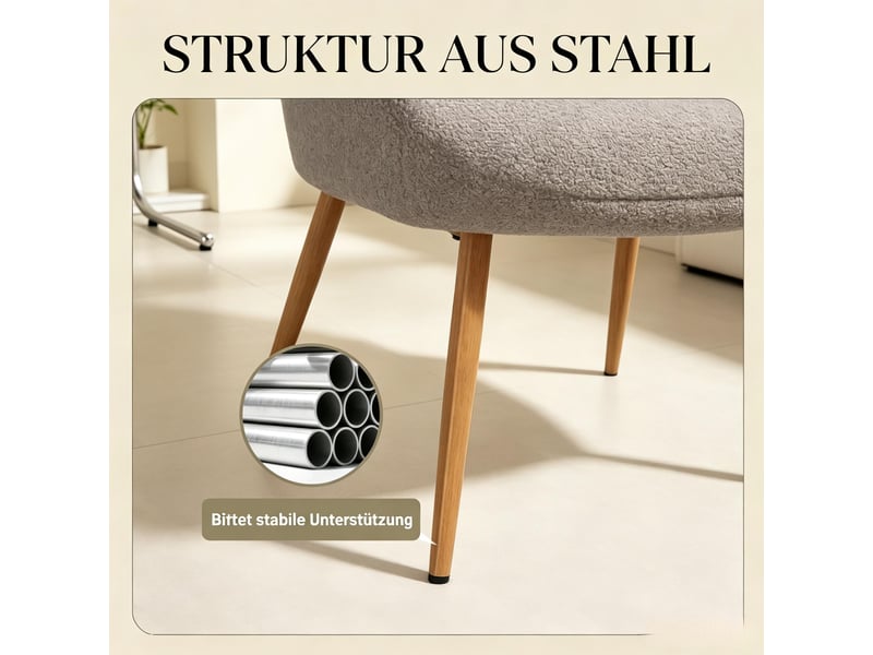  Fauteuil lounge 71x74x97.5cm – individuel design avec dossier haut ergonomique et pieds effet bois – polyester - gris  - Conforama A