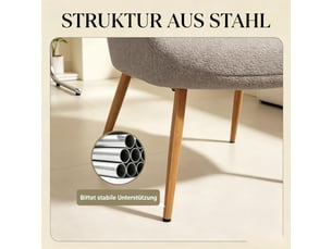 Fauteuil lounge 71x74x97.5cm – individuel design avec dossier haut ergonomique et pieds effet bois – polyester - gris