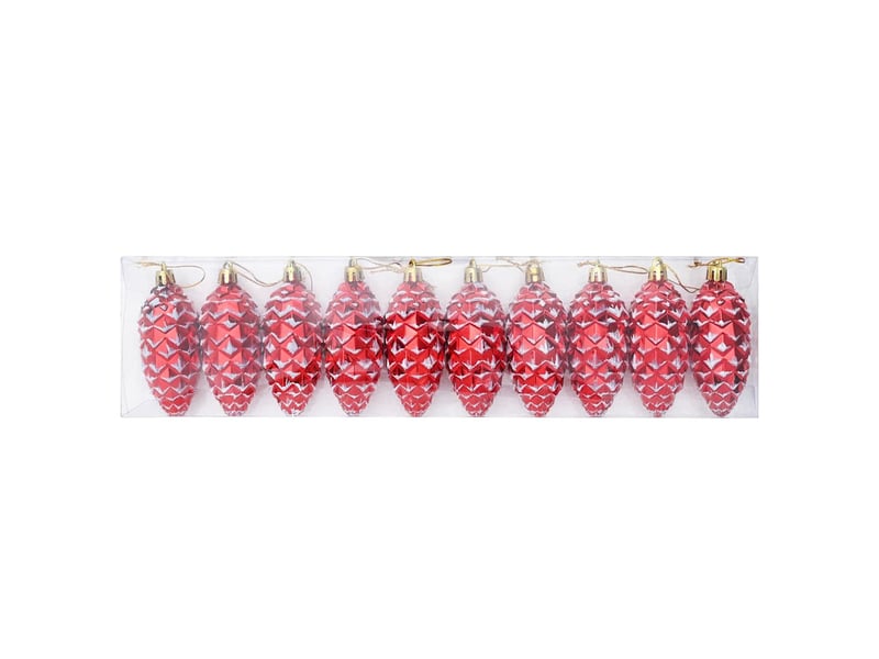  Boule de pomme de pin de noël 40 pcs rouge 4 x 9 cm plastique  - Conforama C