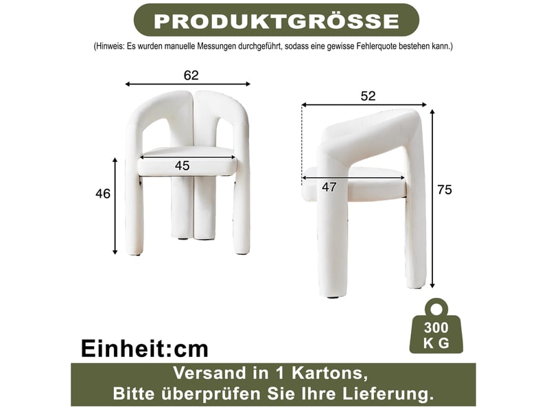  Lot de 2 chaises de salle à manger avec accoudoirs en velours beige  - Conforama C