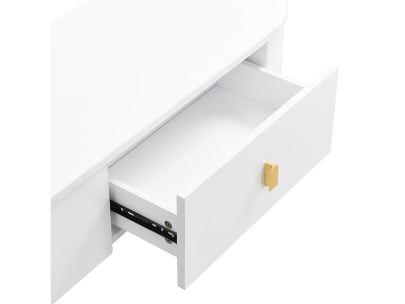  Ensemble de meubles de salon, meuble tv + table basse, tiroirs pratiques et angles adoucis, blanc  - Conforama E