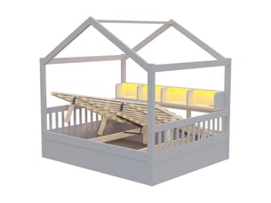 Lit cabane 140x200 cm LEYTN   coloris gris