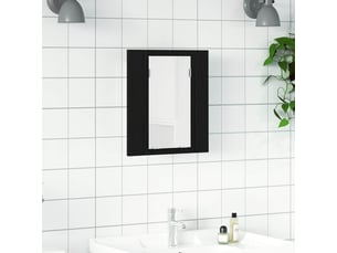 Armoire de salle de bain, meuble de rangement avec miroir led en chêne noir