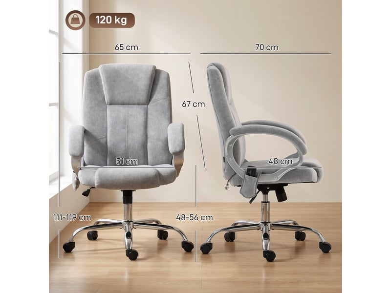  Fauteuil de bureau massant 4 points avec fonction chauffante et accoudoirs, gris  - Conforama E