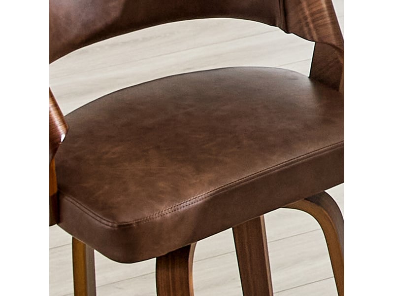  Lot de 2 tabourets de bar 51x42x95 cm, chaise de bar, tabouret haut, dossier rétro, structure bois, assise pu, marron  - Conforama E