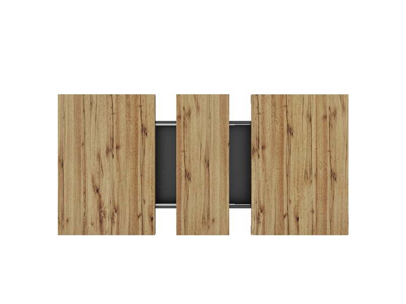  Table extensible, 110-140x80x75 cm, avec espace de rangements réglables, design moderne, mdf, coloris noir et naturel  - Conforama E