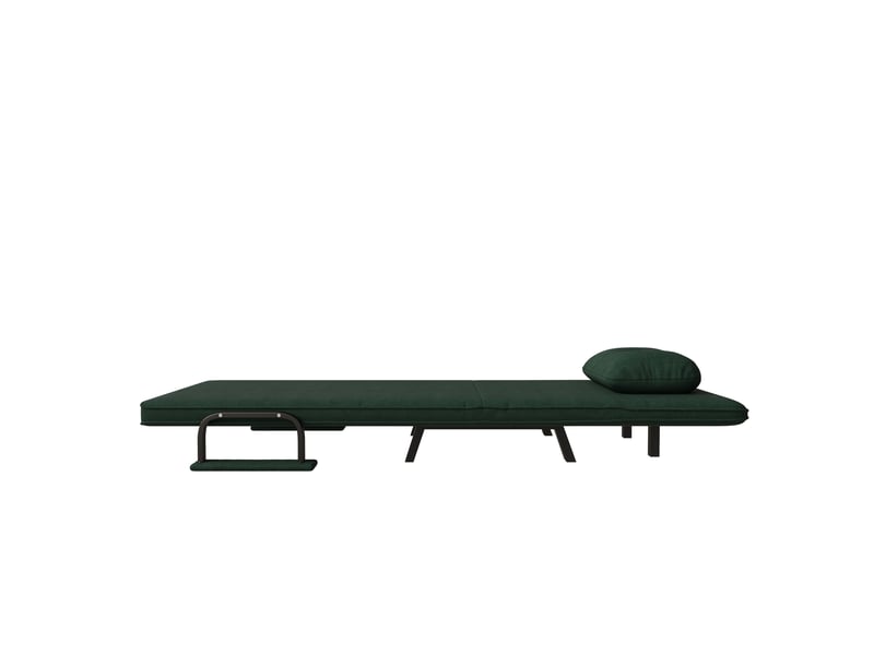 Fauteuil relax pliable vert foncé 185 cm, dossier 5 positions, fonction lit - Conforama E
