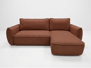 Canapé d'angle réversible convertible <strong>BOBOCHIC</strong> <strong>ESMEE</strong> 3 places Tissu orange avec coffre de rangement