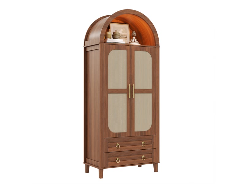  Armoire 76x50x184 cm 2 portes, led contrôlée par application, coloris noyer  - Conforama A