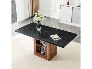 Table à manger extensible,130x80x75,5 cm,avec rangement,mdf,noir effet bois