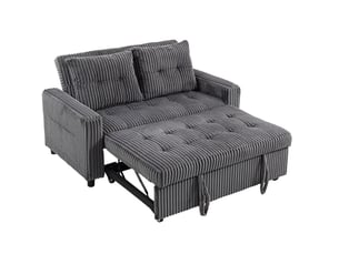 2-sitzer sofabett, cordbezug, zum schlafsofa umwandelbar, 2 kissen, seitentaschen, 157 x 190 cm, dunkelgrau