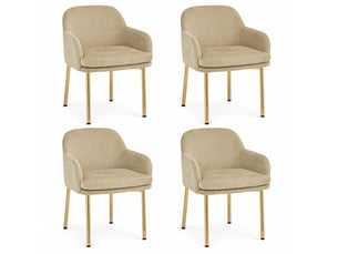 Lot de 4 chaises de salle à manger 61x59x78,5 cm avec accoudoirs marron et doré