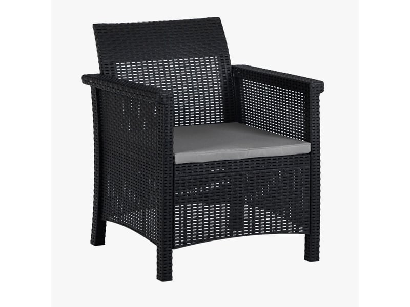  Ensemble de mobilier de jardin 4 places avec table noir  - Conforama D