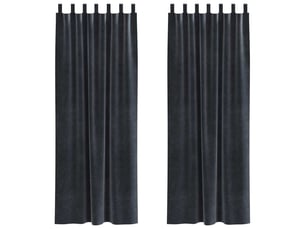 Lot de 2 rideaux, rideaux de fenêtre gris foncé 140 x 245 cm velours cf44068
