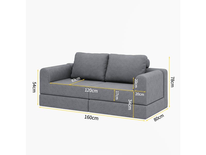Chauffeuse convertible avec mousse à mémoire de forme, fauteuil lit pliable & multi-fonctions avec soutien dorsal, canapé futon portable, gris EVARICH - Conforama C