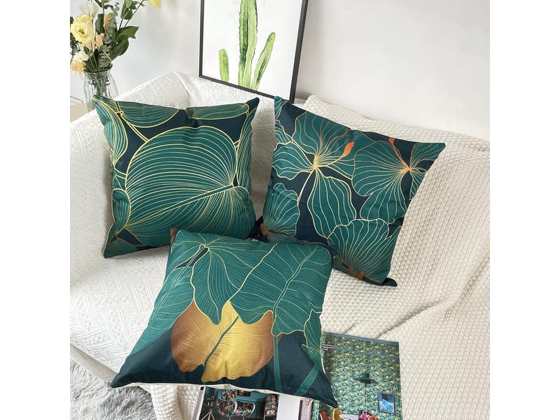  Housse de coussin 45 x 45 cm vert taies d'oreiller en lin coussins de canapé décoratifs lot de 4 jungle vert foncé housses de coussin décoratives moderne Home cushion cover - Conforama C