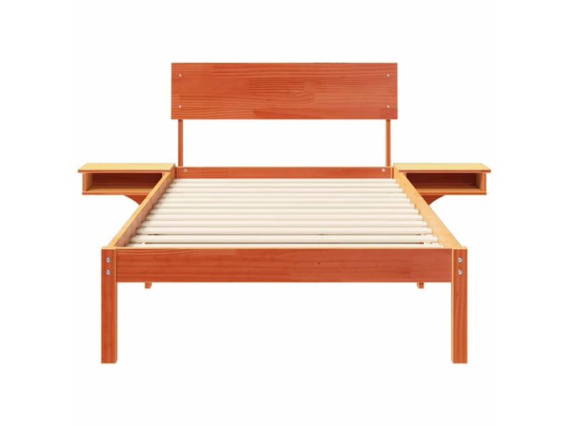  Lit simple- lit adulte -  cadre de lit avec tête de lit brun  90 x 190 cm pin massif  - Conforama D