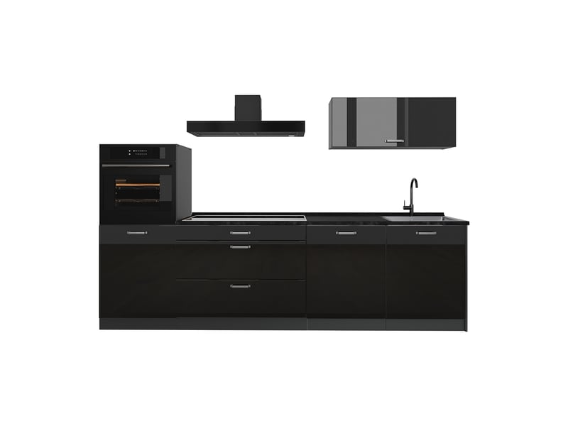 Vicco cuisine, noir haute brillanceanthracite, 280cm plan de travail anthracite - Conforama A
