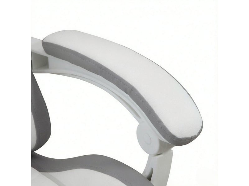  Fauteuil gaming ergonomique 65 x 65 x 121-129 cm – blanc – dossier inclinable à 135° et repose-pieds  - Conforama E