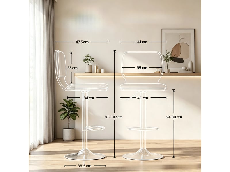  Tabourets de bar lot de 2 pivotants à hauteur réglable - lpospi - dossier ergonomique, repose-pieds, tissu - gris  - Conforama D