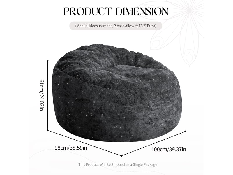  Fauteuil pouf 100x98x61 cm dossier haut courbé noir  - Conforama E