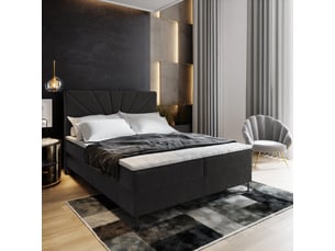 Lit avec rangement 140x200 cm <strong>MASSENO</strong>  <strong></strong> coloris noir