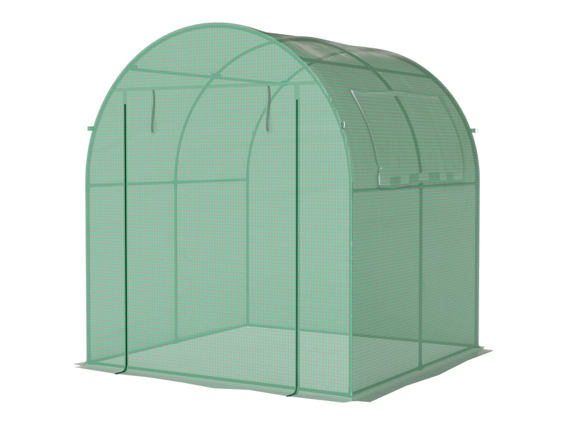  Serre tunnel de jardin 3,24m², serre de jardin tunnel porte et fenêtre enroulables, bâche pe, 180 x 180 x 200 cm, verte  - Conforama B