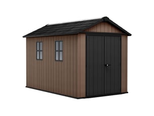 Newton+ 75111175 - abri jardin 350x246x230 cm, 2 portes, résine marronnoire evotech+