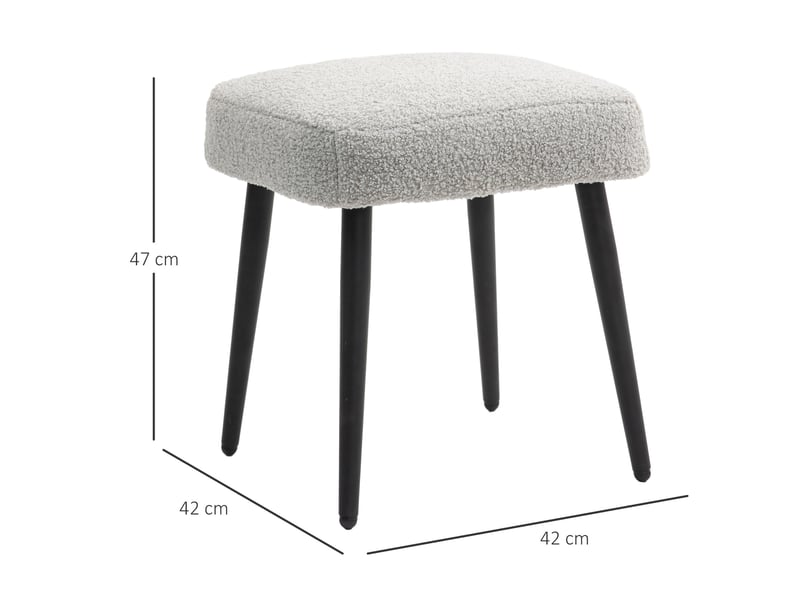 Pouf carré 42 x 42 x 47 cm – gris clair – assise rembourrée aspect cachemire, pieds en acier stables - Conforama C