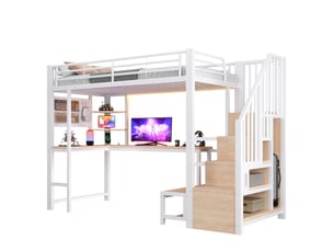 Lit mezzanine 90x200 cm MEUBLIV   coloris blanc