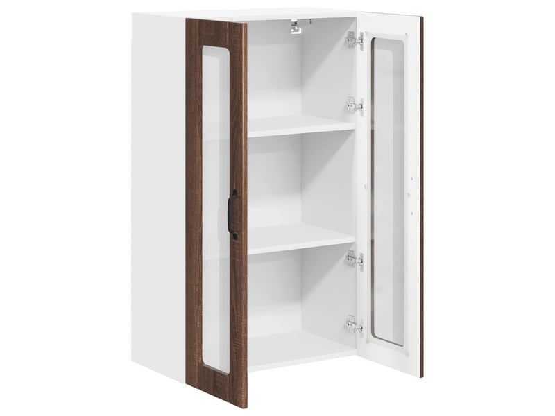 Meuble mural de cuisine, cabinet en verre mural chêne brun 60x31x100cm shl4468 - Conforama E