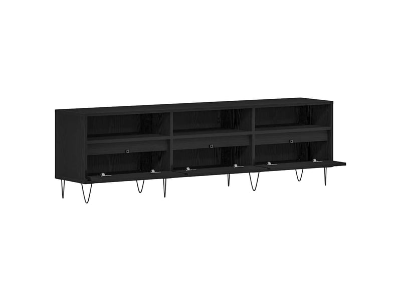  Meuble tv - banc tv - meuble de rangement 150 x 30 x 44,5 cm chêne noir bois d'ingénierie  - Conforama E
