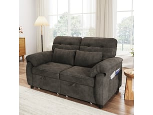 Canapé convertible 3 en 1, tissu chenille gris - canapé lit 2 places avec dossier réglable, ports usb & coussins pour petit salon