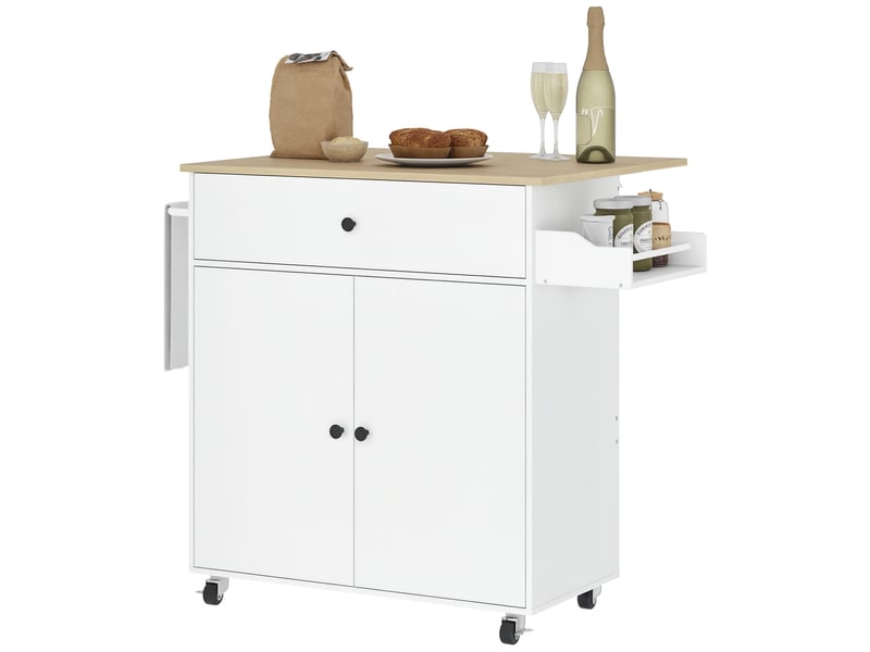  Desserte de cuisine à roulettes avec plateau rabattable 106 x 42 x 87 cm  - Conforama A