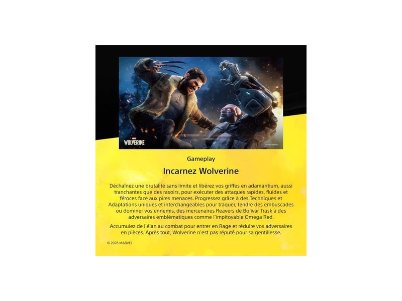  Jeu d action marvel's wolverine standard edition ps5 sur blu-ray solo WOLVERINEPS5 - Conforama C