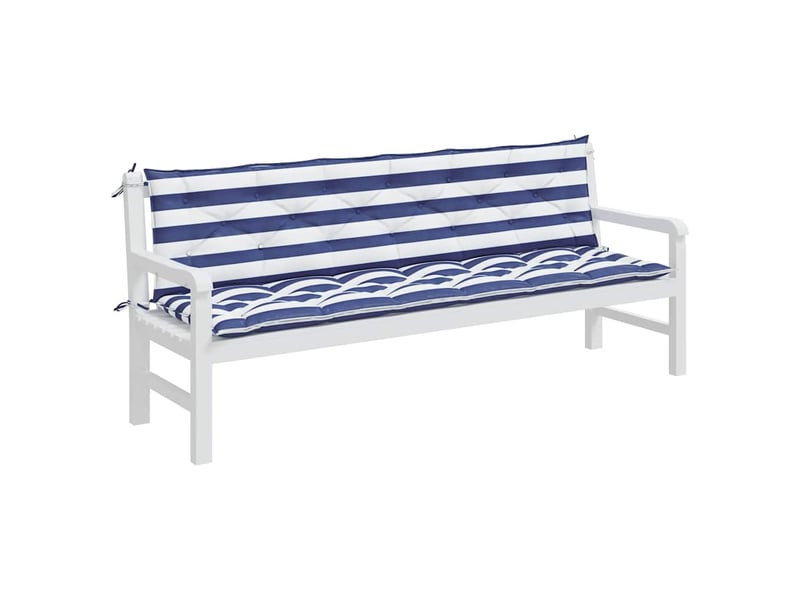  Lot de 2 coussins de banc de jardin, coussins d'assise rayures bleues et blanches cf58679  - Conforama C