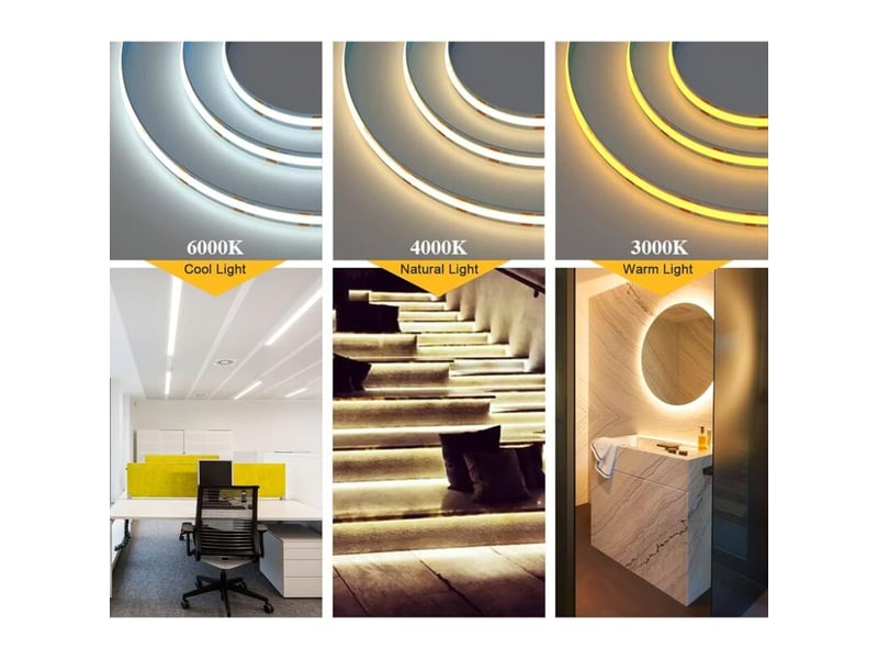  Bande lumineuse à led cob, bande lumineuse à led blanc chaud 12v, 5m - rwluminaires et éclairage›luminaires intérieur›éclairag  - Conforama C