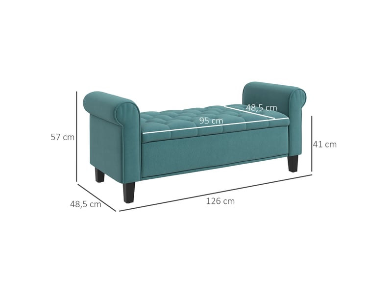  Banc de rangement en polyester aspect velours vert 126 x 48,5 x 57 cm  - Conforama E