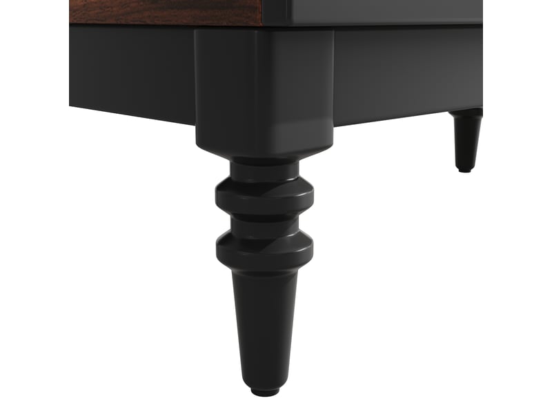 Buffet de cuisine haut noir, meuble rangement avec portes en verre et éclairage led, structure mdf pour salon ou entrée - Conforama R