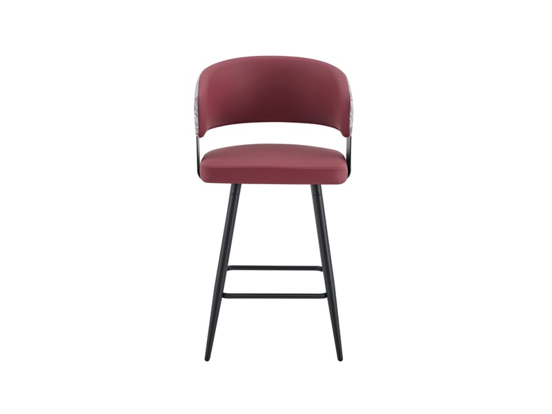  Chaise de salle à manger 46 x 47 x 95 cm - avec assise rembourrée et accoudoirs intégrés - similicuir et pieds en métal - rouge  - Conforama D