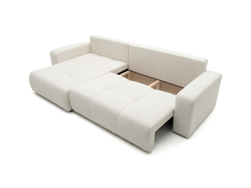  Canapé d'angle bardot max réversible convertible 5 places en tissu bouclette - blanc BARDOT - Conforama C