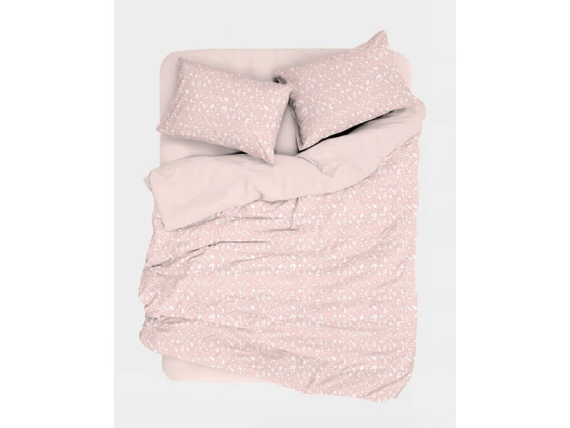 Housse de couette coton renforcé king size 240x220 saumon blanc + 2 taies 60x60 129CTN64760 - Conforama B