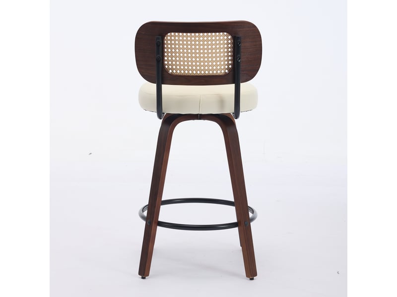  Tabourets de comptoir de3866bg beige noyer 26 lot de 3 avec dossier cannage pivotant rembourré  - Conforama E