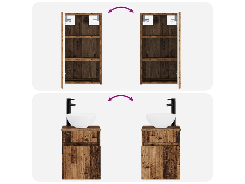  Ensemble de mobilier de salle de bain 3 pc bois ancien cf64283  - Conforama E