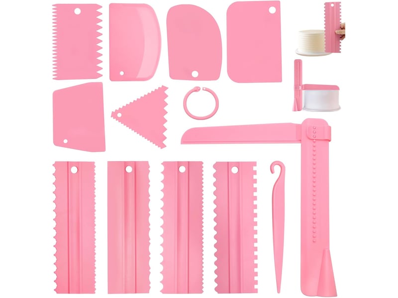 12 pièces lisseur gâteaux, grattoir gateau patisserie réglable, spatule à gâteau et coupe pate en plusieurs tailles pour outils de cuisson diy - Conforama A