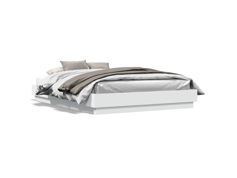  Lit double- lit adulte -  cadre de lit avec led sans matelas blanc 160x200 cm  - Conforama D